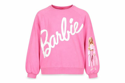 Barbie Girls Pink Crew Neck Cotton Pullover Sweatshirt Size 10 Years