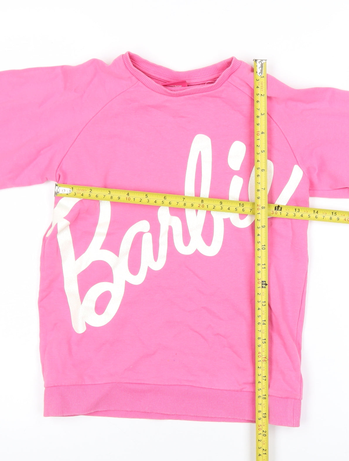 Barbie Girls Pink Crew Neck Cotton Pullover Sweatshirt Size 10 Years