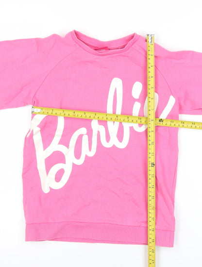 Barbie Girls Pink Crew Neck Cotton Pullover Sweatshirt Size 10 Years