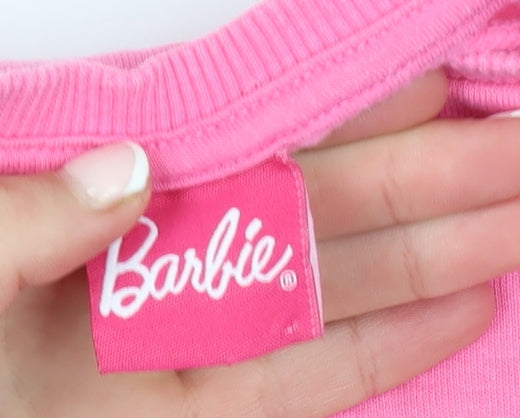 Barbie Girls Pink Crew Neck Cotton Pullover Sweatshirt Size 10 Years