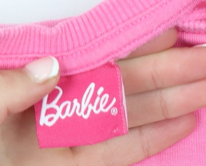 Barbie Girls Pink Crew Neck Cotton Pullover Sweatshirt Size 10 Years