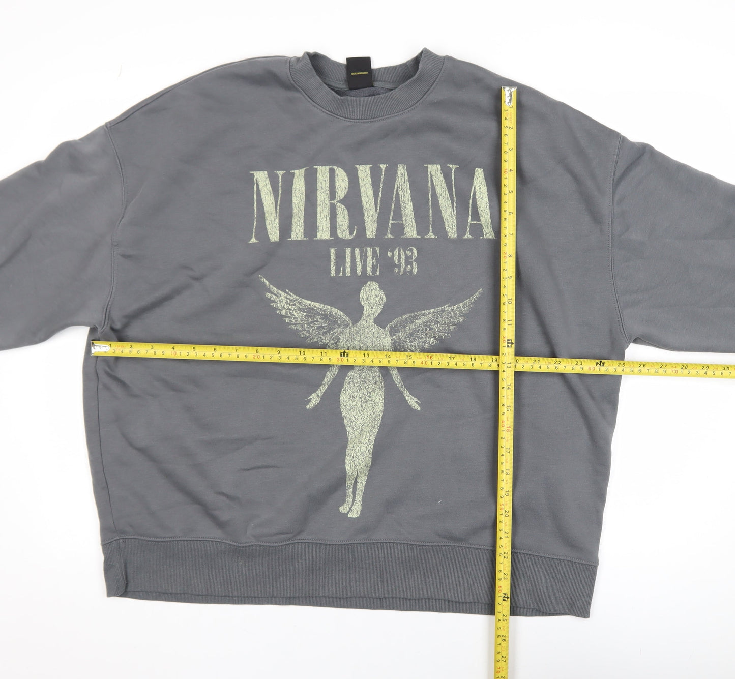 Nirvana Grey Graphic Pullover Sweatshirt Women L Cotton Blend