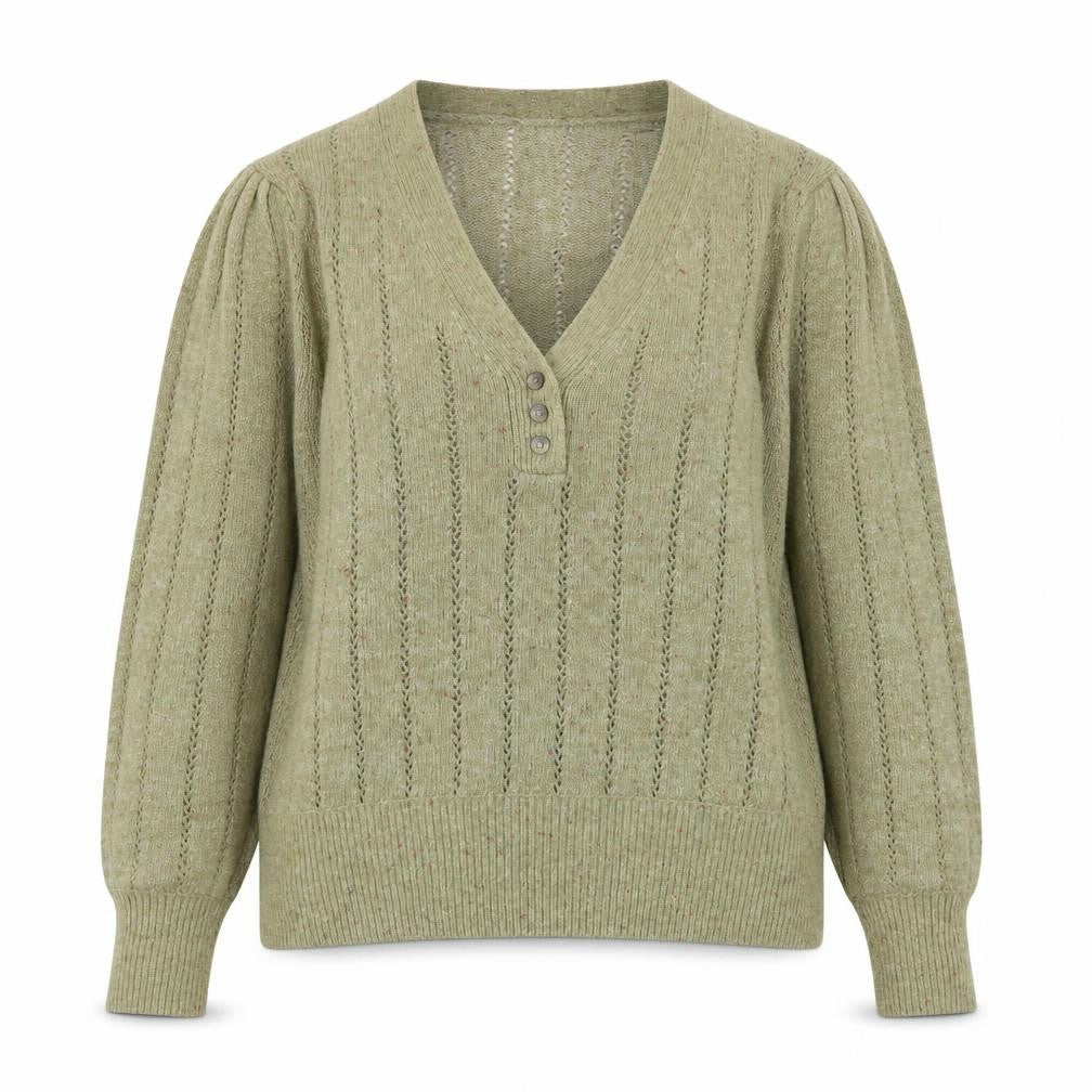 Marks & Spencer Women’s Green V-Neck Henley Knit Jumper Size 18
