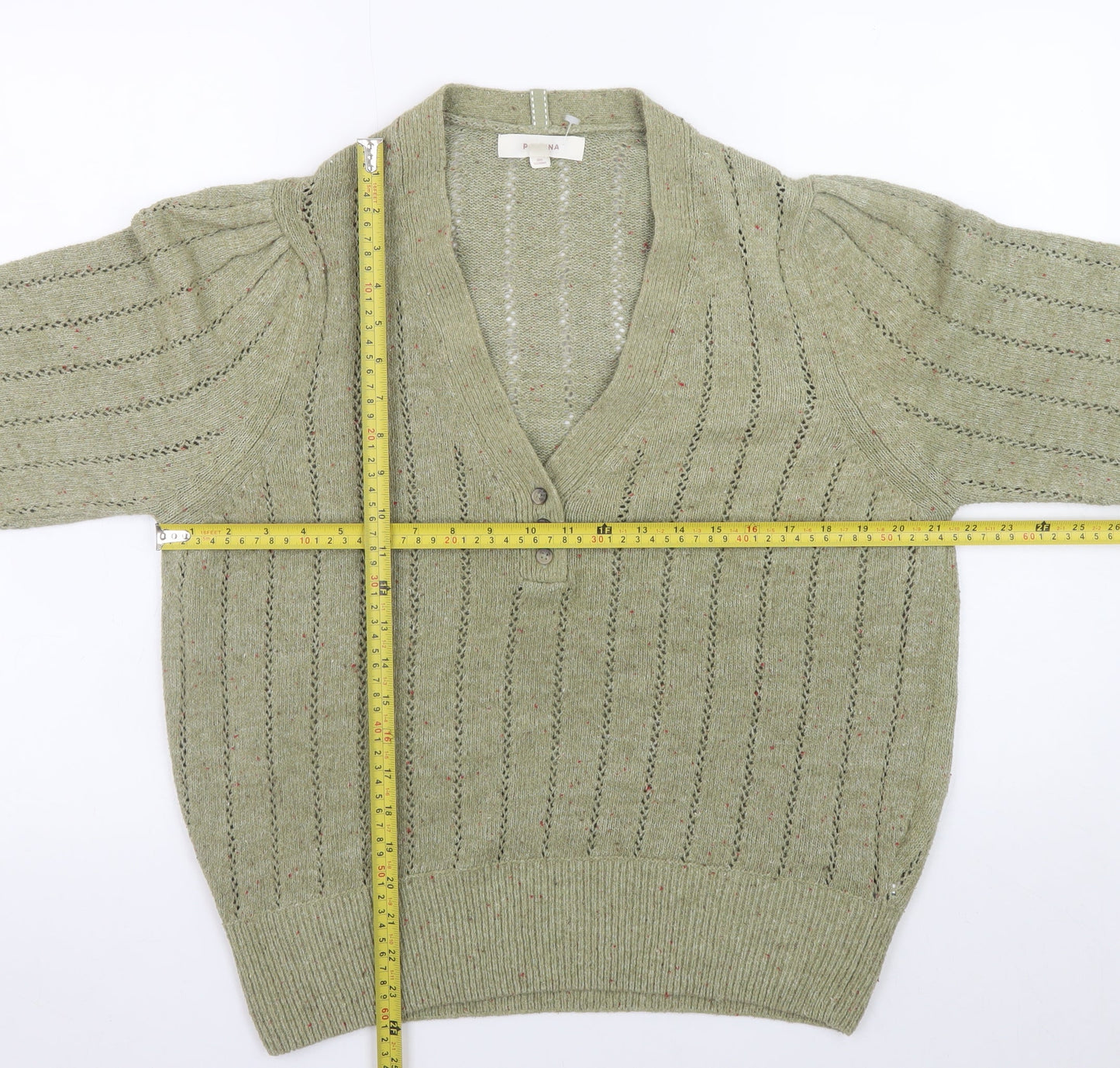 Marks and Spencer Women’s Green V-Neck Henley Knit Jumper Size 18