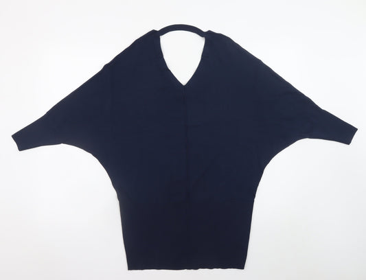Karen Millen Women’s Blue V-Neck Dolman Sleeve Knit Jumper XS