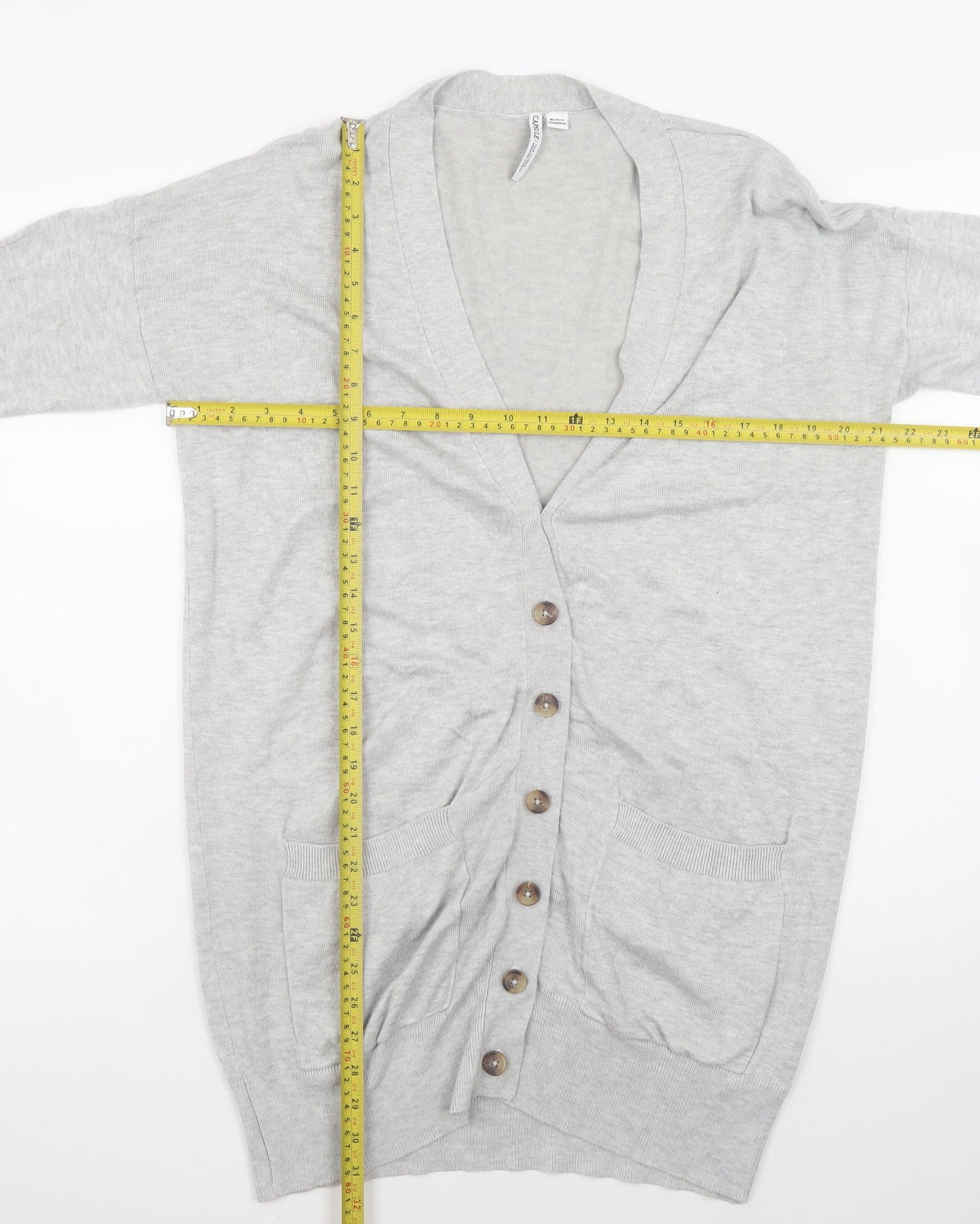 Capsule Womens Grey Long Sleeve Cardigan Size 12/14 Viscose Knit