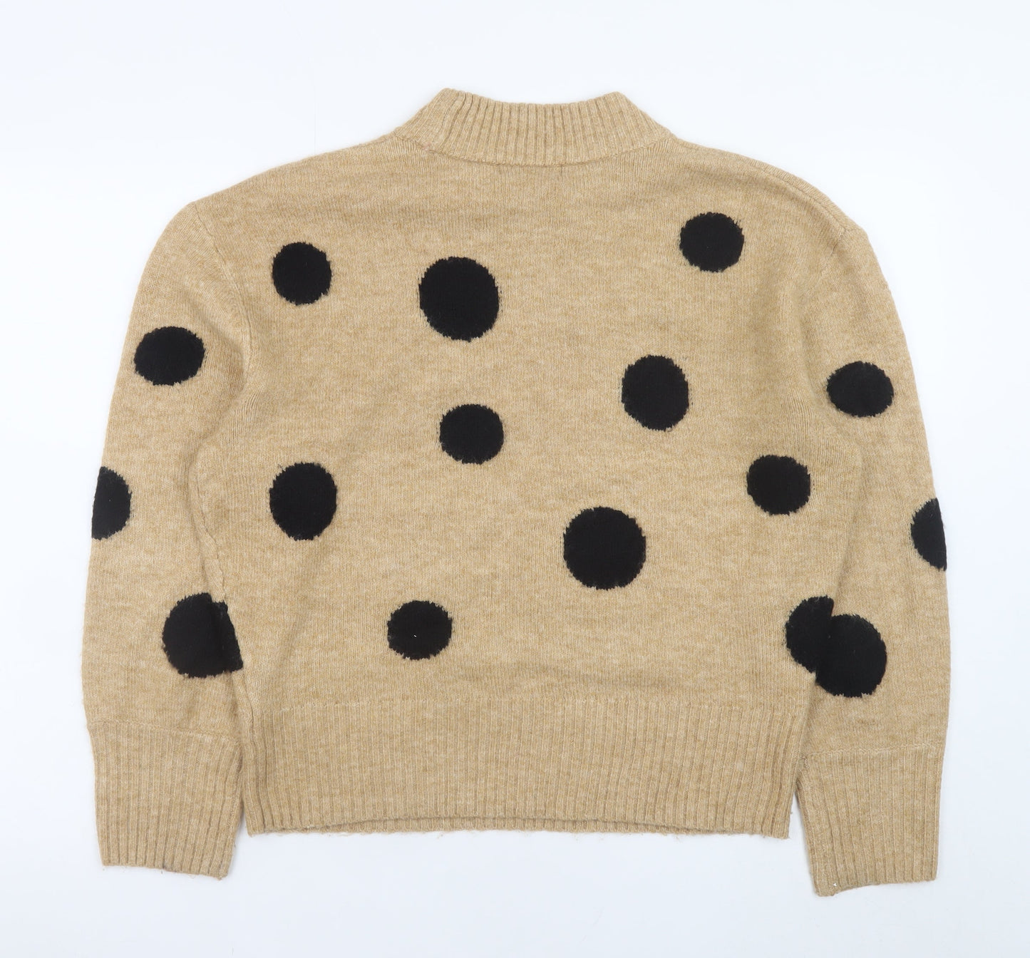 Marks and Spencer Women's Beige Polka Dot Crew Neck Jumper M