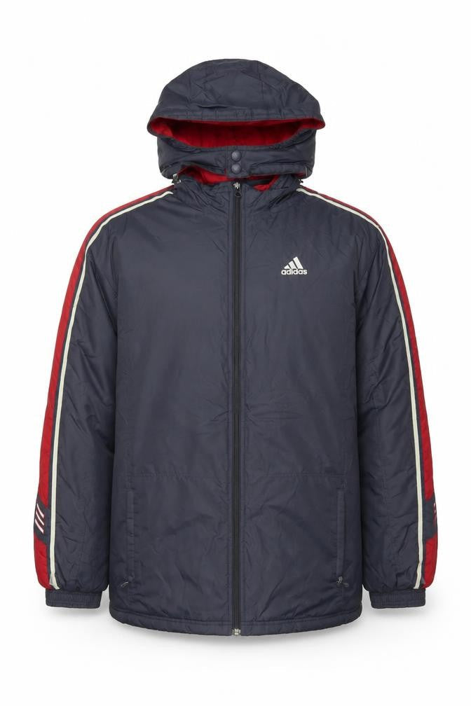 Adidas Men's Blue Hooded Puffer Jacket Size S Water Resistant Full Zip