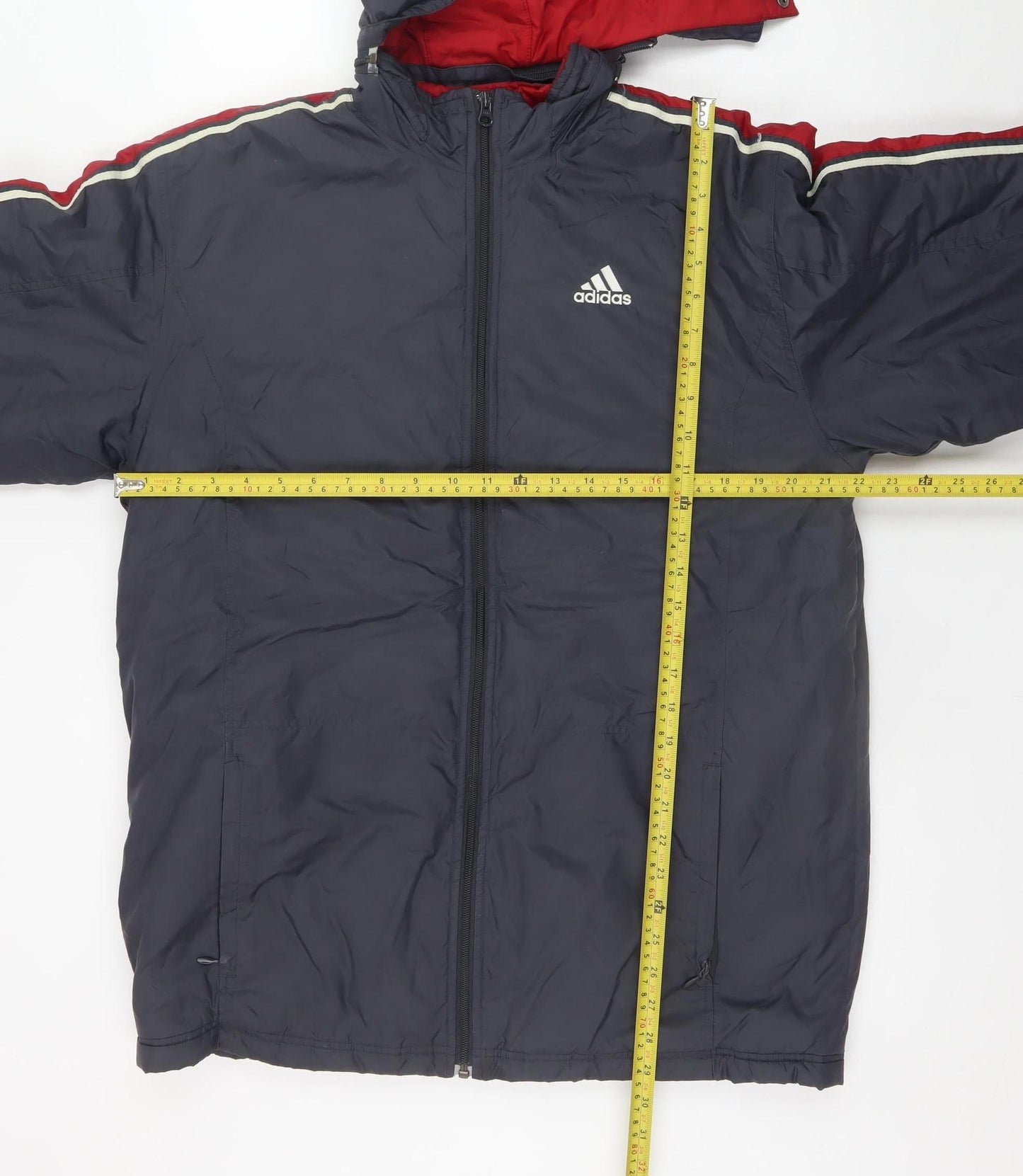 Adidas Men's Blue Hooded Puffer Jacket Size S Water Resistant Full Zip