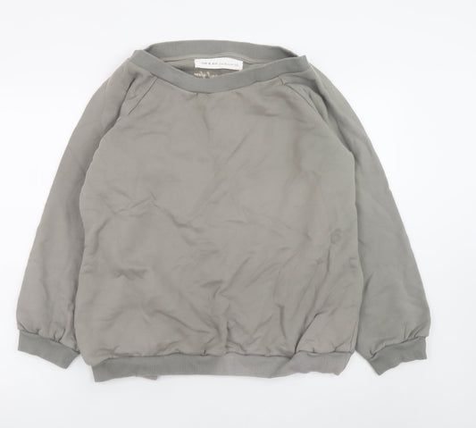 Om & Ah Women Grey Pullover Sweatshirt Size Small Relaxed Fit