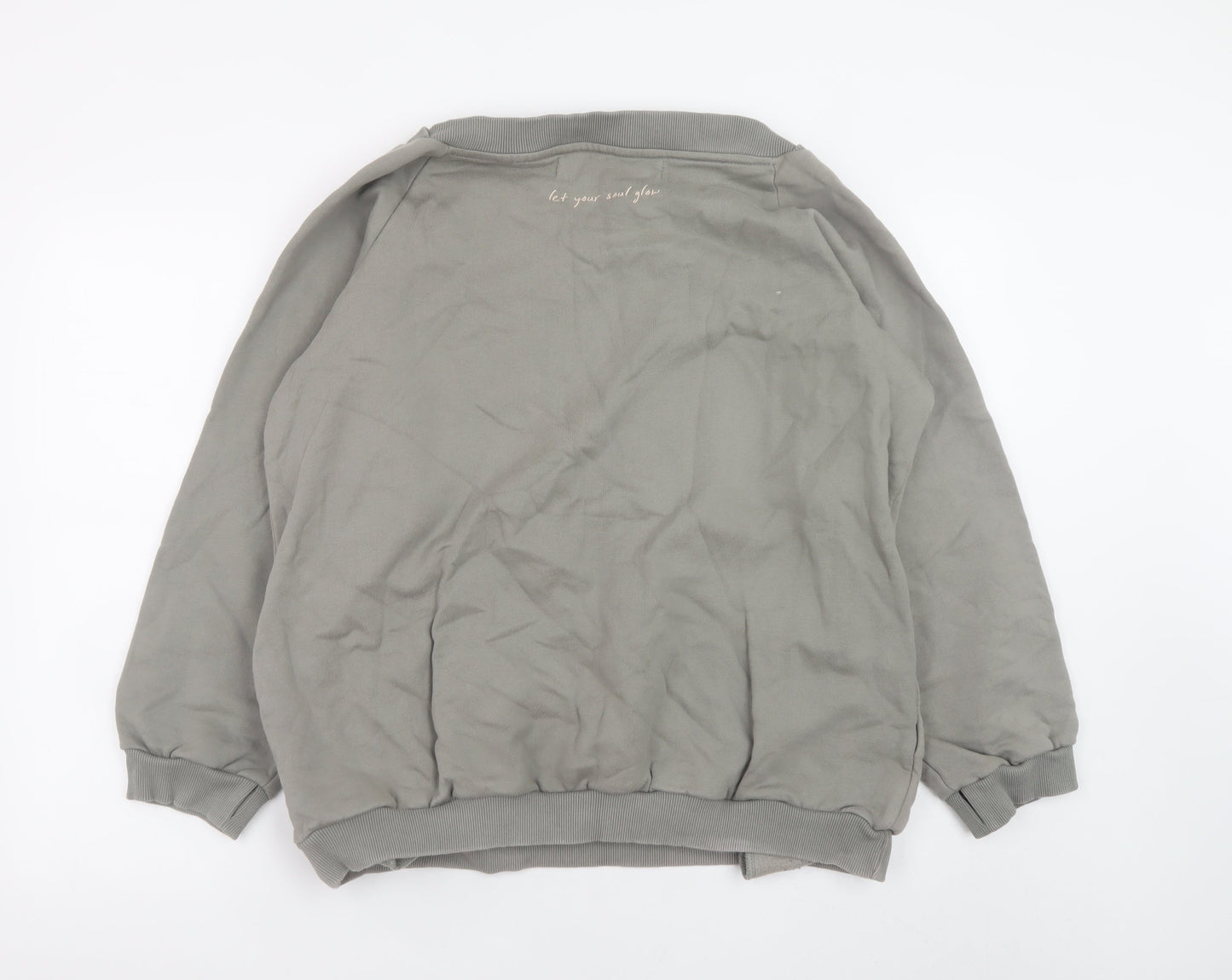 Om & Ah Women Grey Pullover Sweatshirt Size Small Relaxed Fit