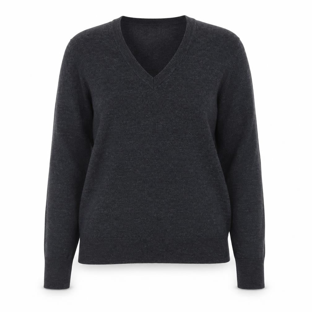 Uniqlo Women's Black Wool V-Neck Jumper M Long Sleeve Pullover