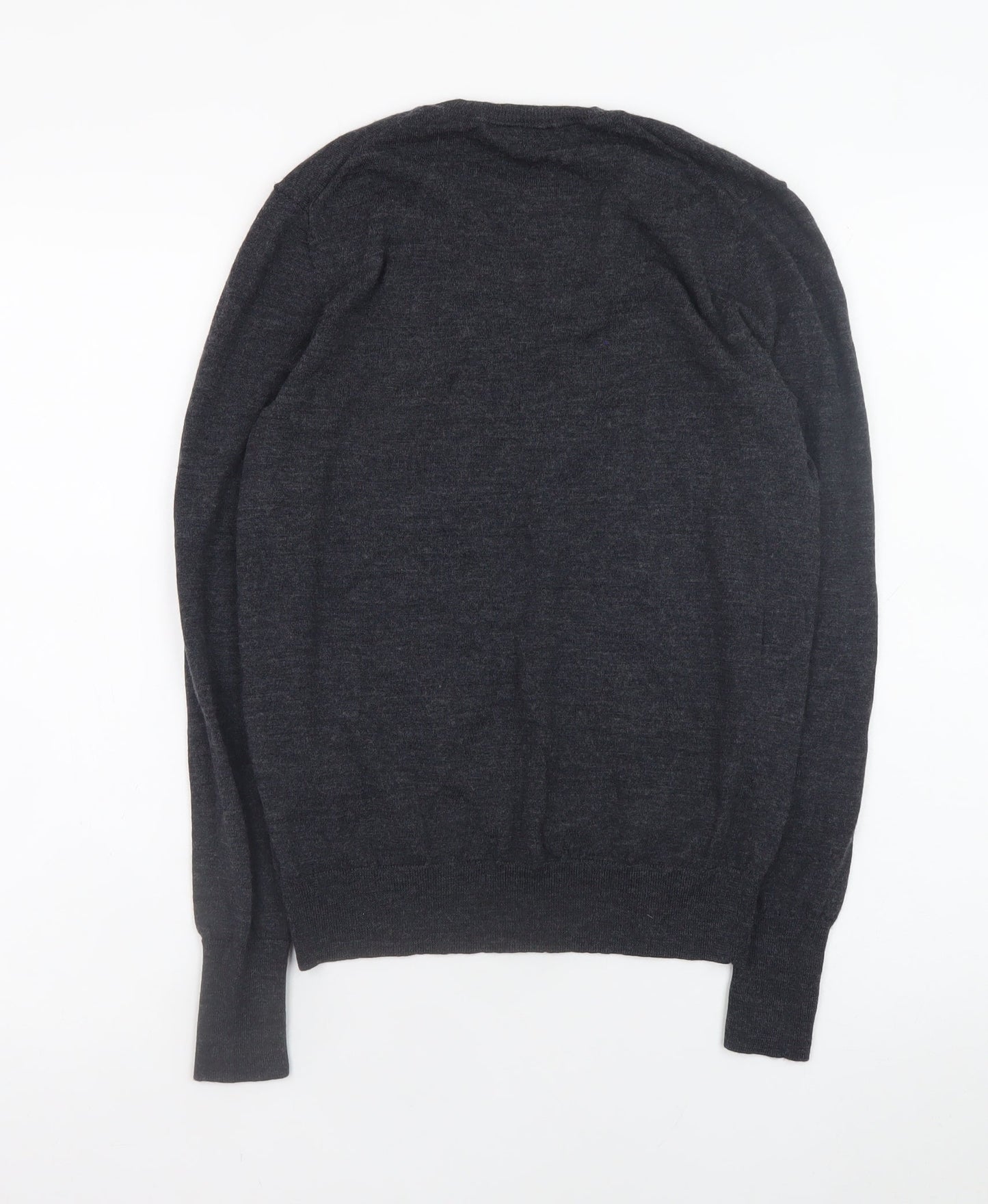 Uniqlo Women's Black Wool V-Neck Jumper M Long Sleeve Pullover
