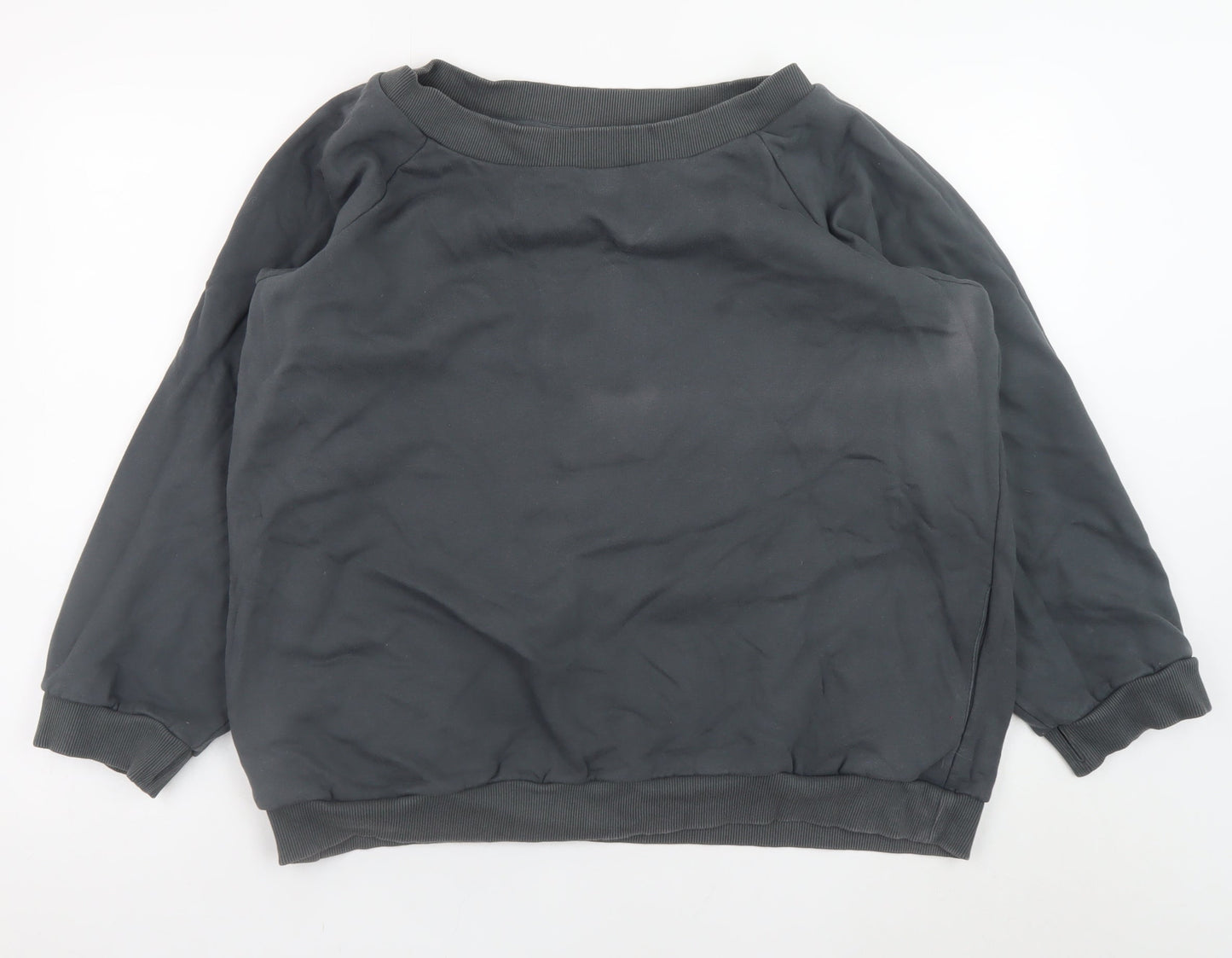 Om & Ah Women Charcoal Grey Pullover Sweatshirt S/M Relaxed Fit