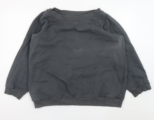 Om & Ah Women Charcoal Grey Pullover Sweatshirt S/M Relaxed Fit