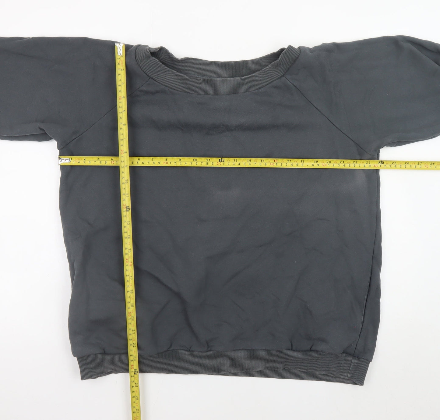 Om & Ah Women Charcoal Grey Pullover Sweatshirt S/M Relaxed Fit