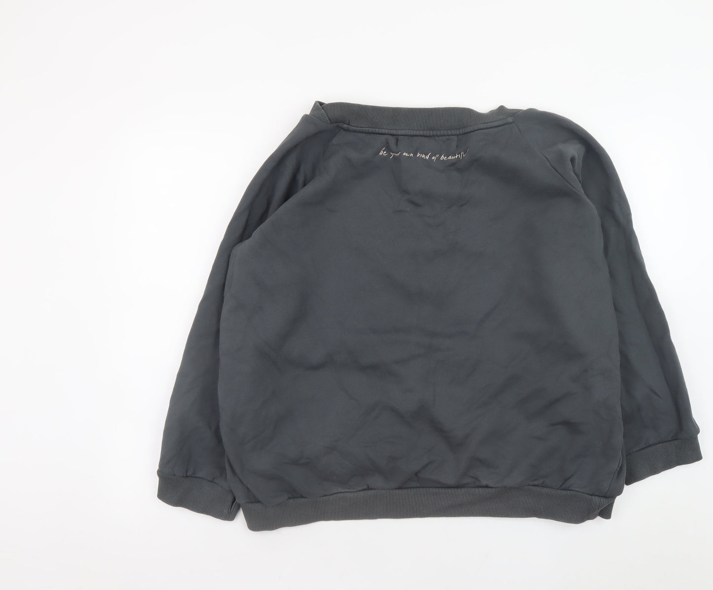 Om & Ah Women Charcoal Grey Pullover Sweatshirt S/M Relaxed Fit
