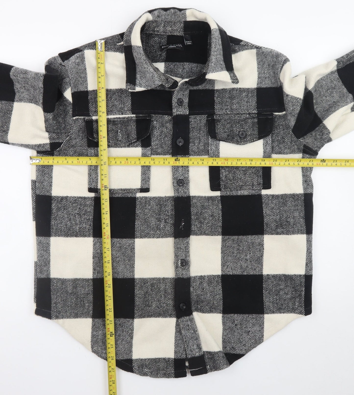 Brave Soul Men's Black Check Flannel Jacket M Casual Button Shirt