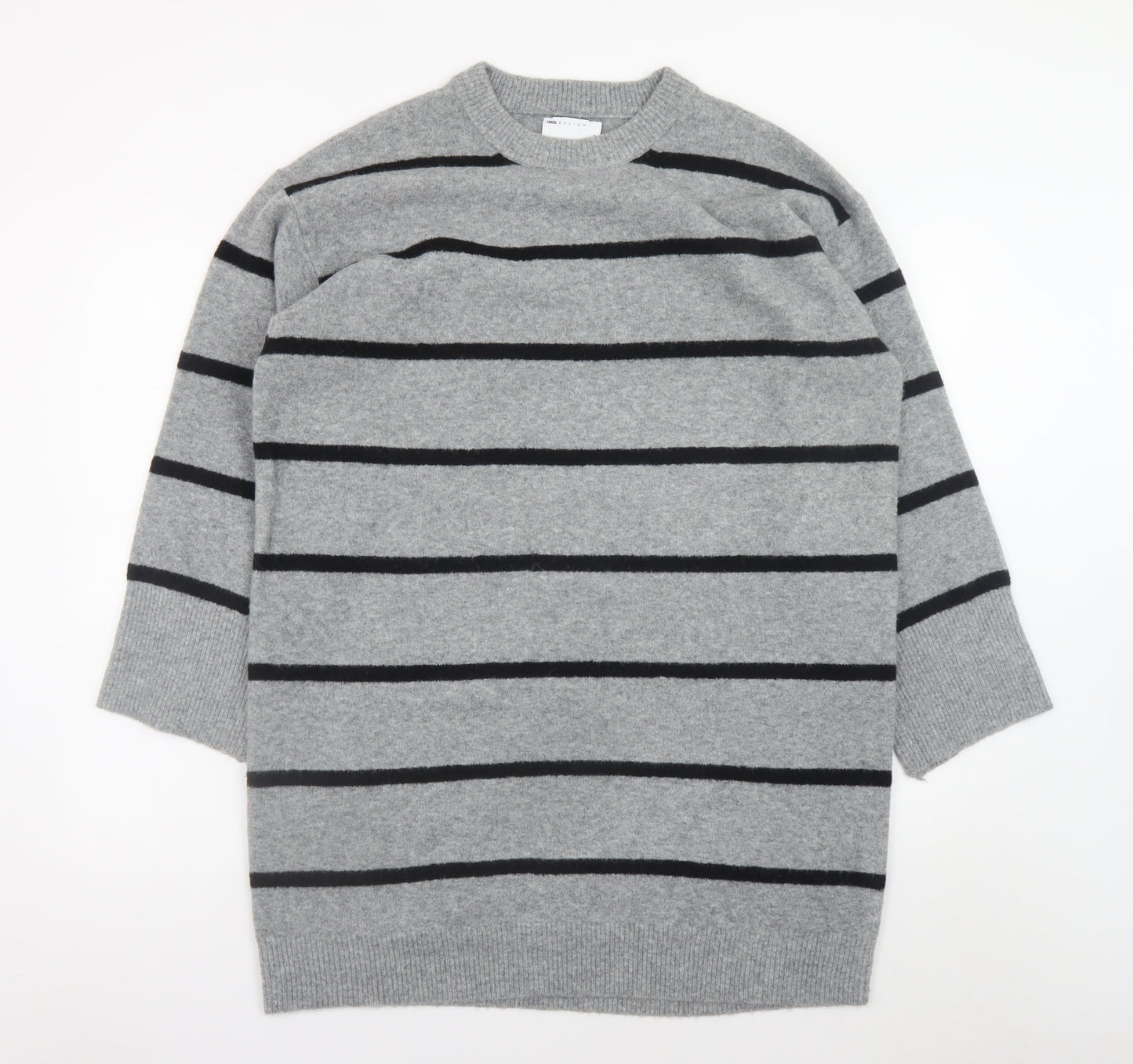 ASOS Design Women’s Grey Striped Sweater Dress Size 8-10 Knit Stretch