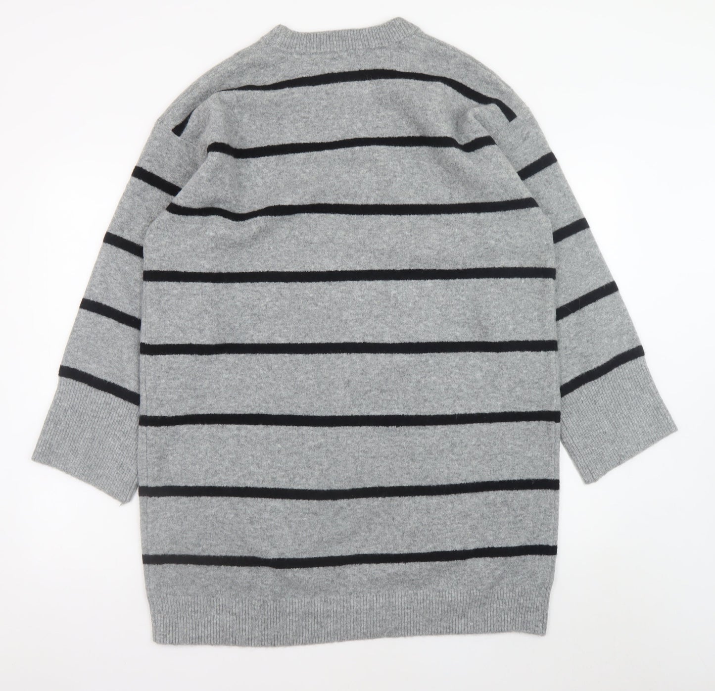 ASOS Design Women’s Grey Striped Sweater Dress Size 8-10 Knit Stretch