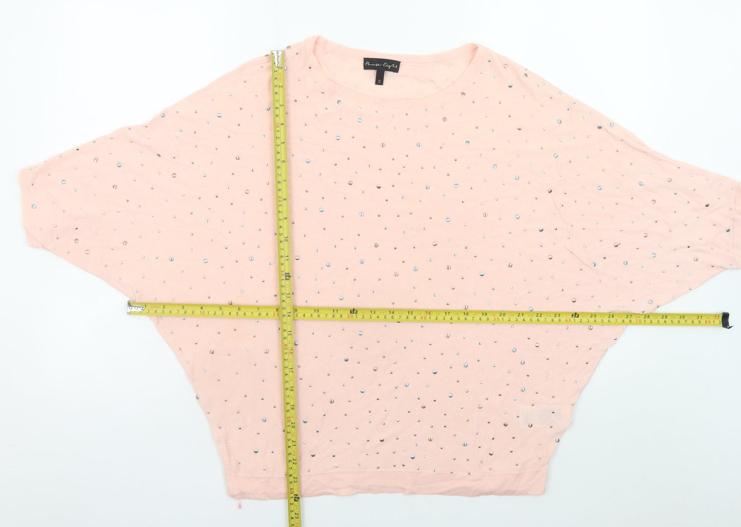 Phase Eight Women's Pink Beaded Dolman Jersey T-Shirt Medium
