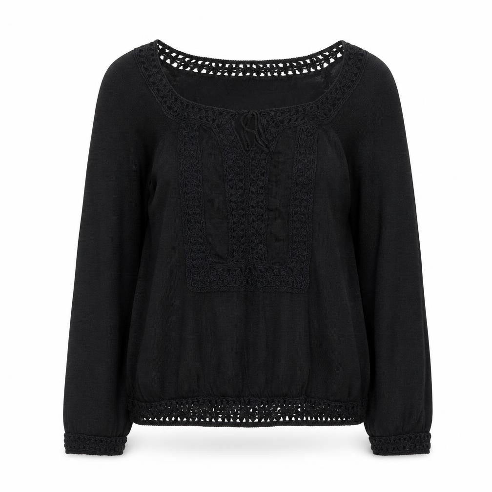 Nam of London Women's Black Crochet Knit Pullover Jumper M/L