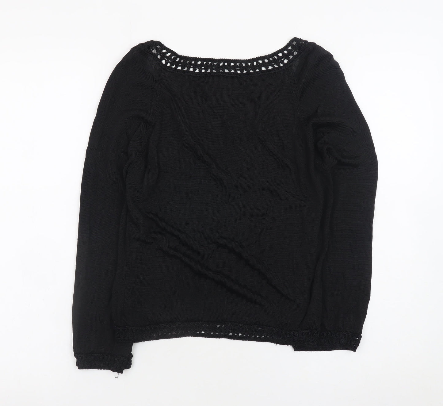 Nam of London Women's Black Crochet Knit Pullover Jumper M/L
