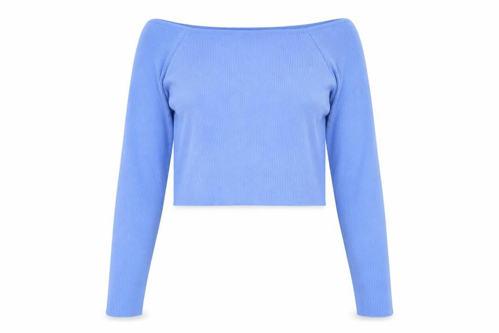 ASOS DESIGN Women’s Blue Long Sleeve Square Neck Pullover Jumper Size 16