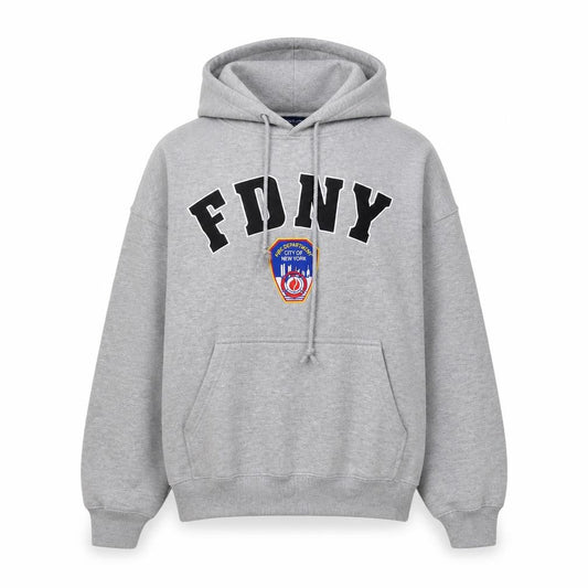 FDNY Men's Grey Pullover Hoodie Size S Embroidered Logo Sweatshirt