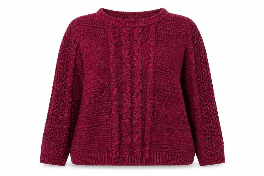 Marks & Spencer Women's Red Cotton Cable Knit Jumper Size 18