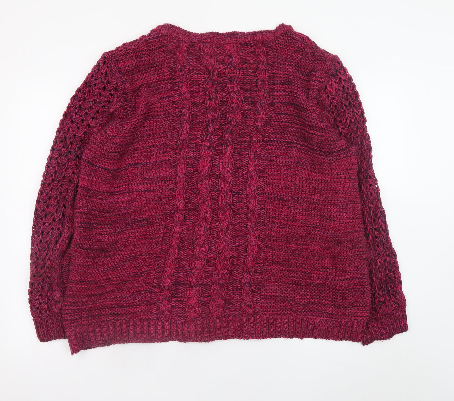 Marks and Spencer Women's Red Cotton Cable Knit Jumper Size 18