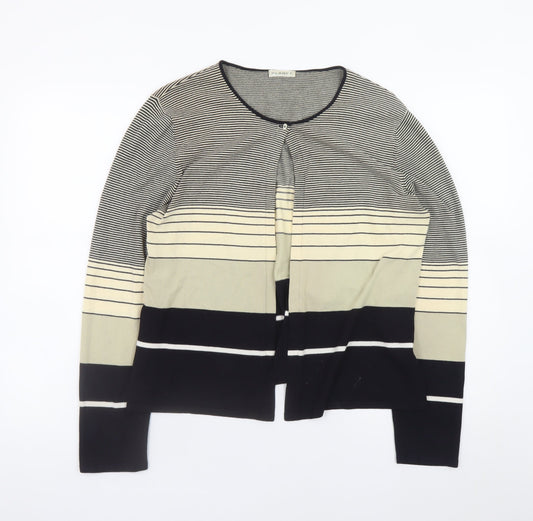 Planet Womens Black Beige Striped Knit Cardigan Size L
