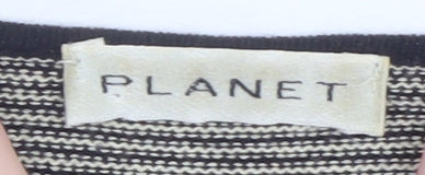 Planet Womens Black Beige Striped Knit Cardigan Size L