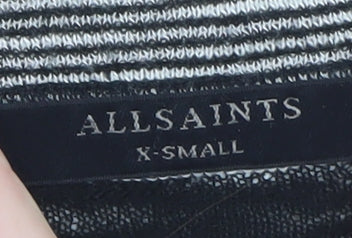 AllSaints Womens Black Striped Crew Neck Long Sleeve Knit Top XS