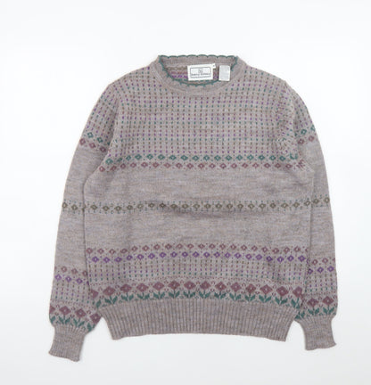 Barry Ashley Women's Beige Fair Isle Wool Blend Jumper Size 14