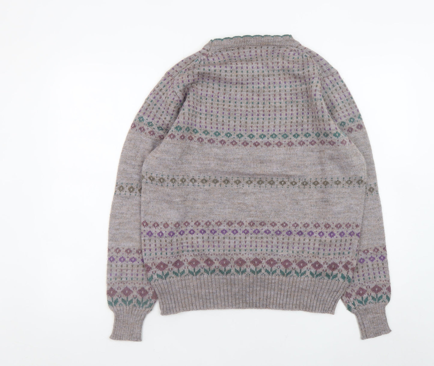 Barry Ashley Women's Beige Fair Isle Wool Blend Jumper Size 14