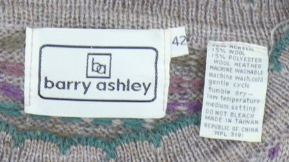Barry Ashley Women's Beige Fair Isle Wool Blend Jumper Size 14