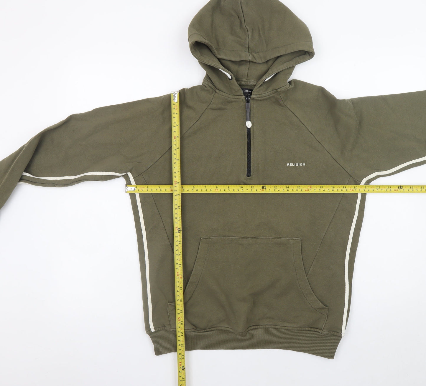 Religion Men’s Green Small Half Zip Hoodie with Logo