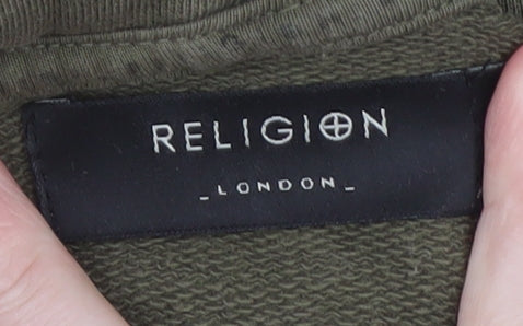 Religion Men’s Green Small Half Zip Hoodie with Logo
