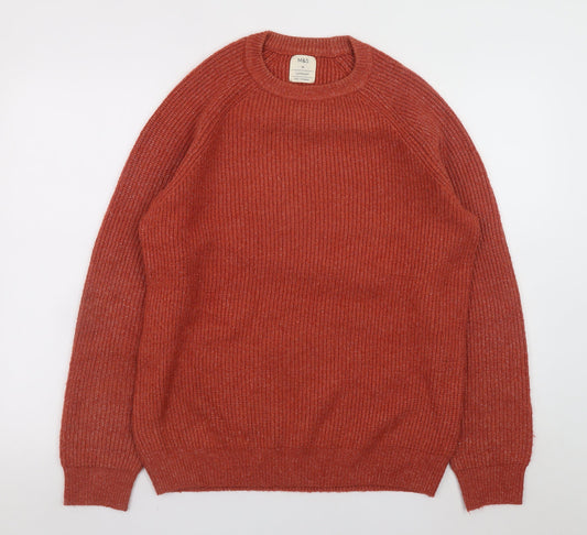 Marks and Spencer Men's Red Ribbed Knit Pullover Jumper Size M