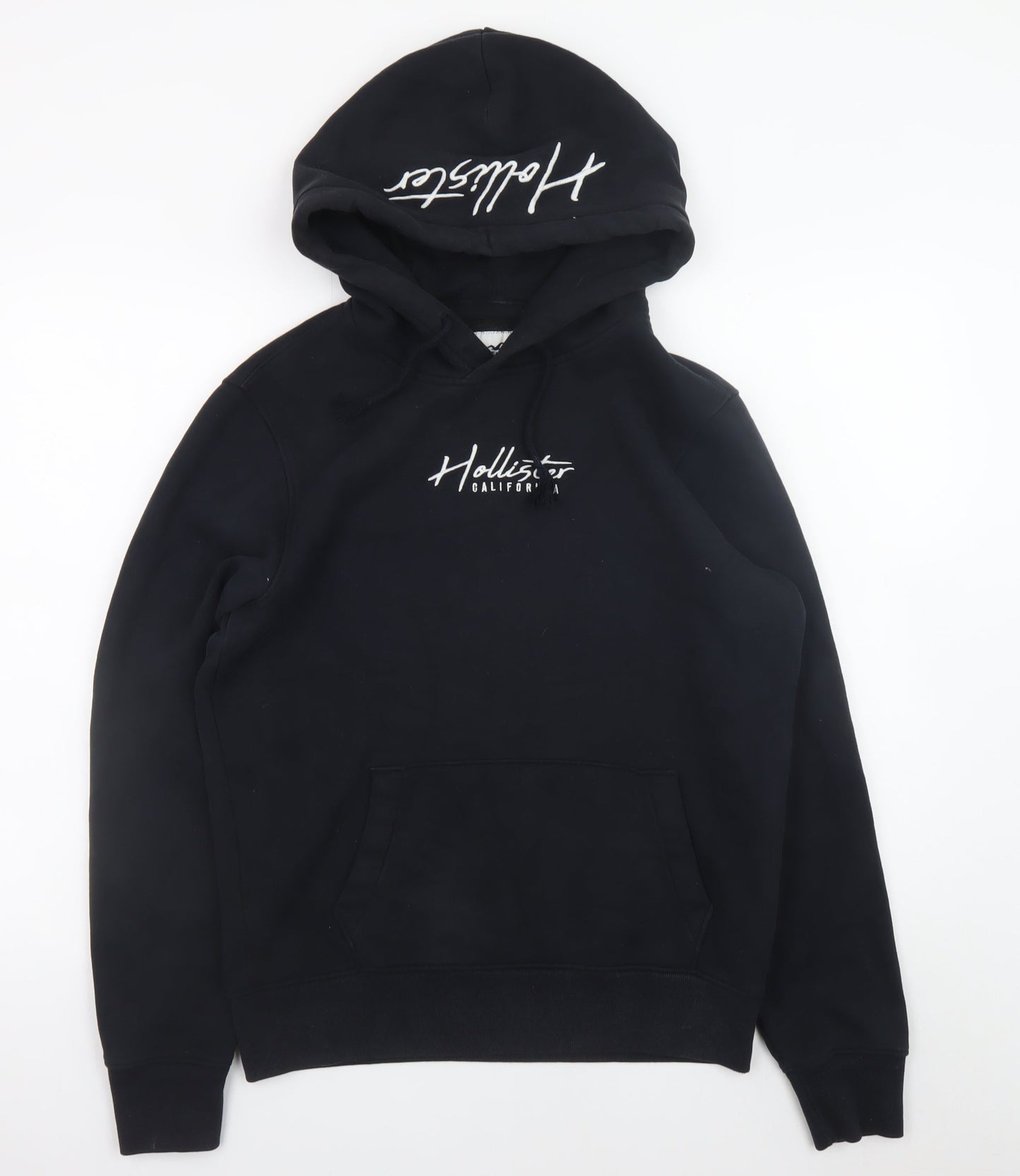 Hollister Men's Black Pullover Hoodie S Fleece Regular Fit Logo