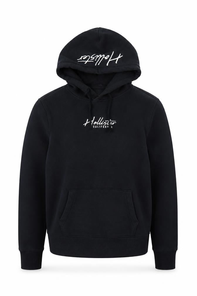 Hollister Men's Black Pullover Hoodie S Fleece Regular Fit Logo