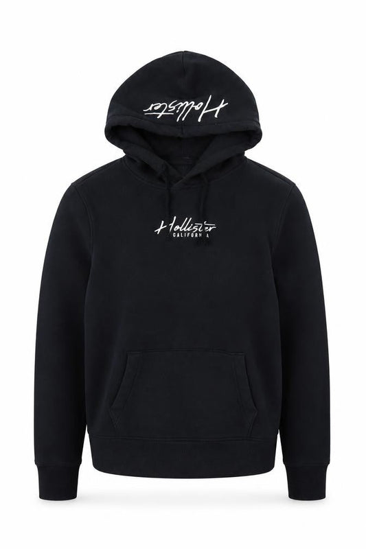 Hollister Men's Black Pullover Hoodie S Fleece Regular Fit Logo