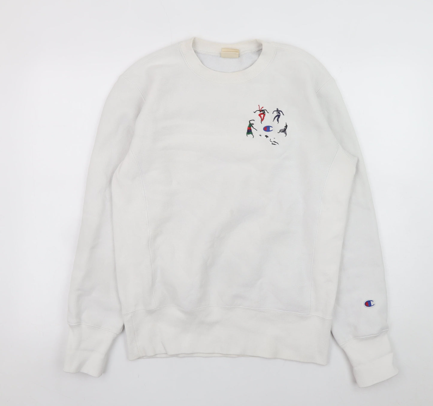 Champion Men's White Reverse Weave Embroidered Sweatshirt Size S