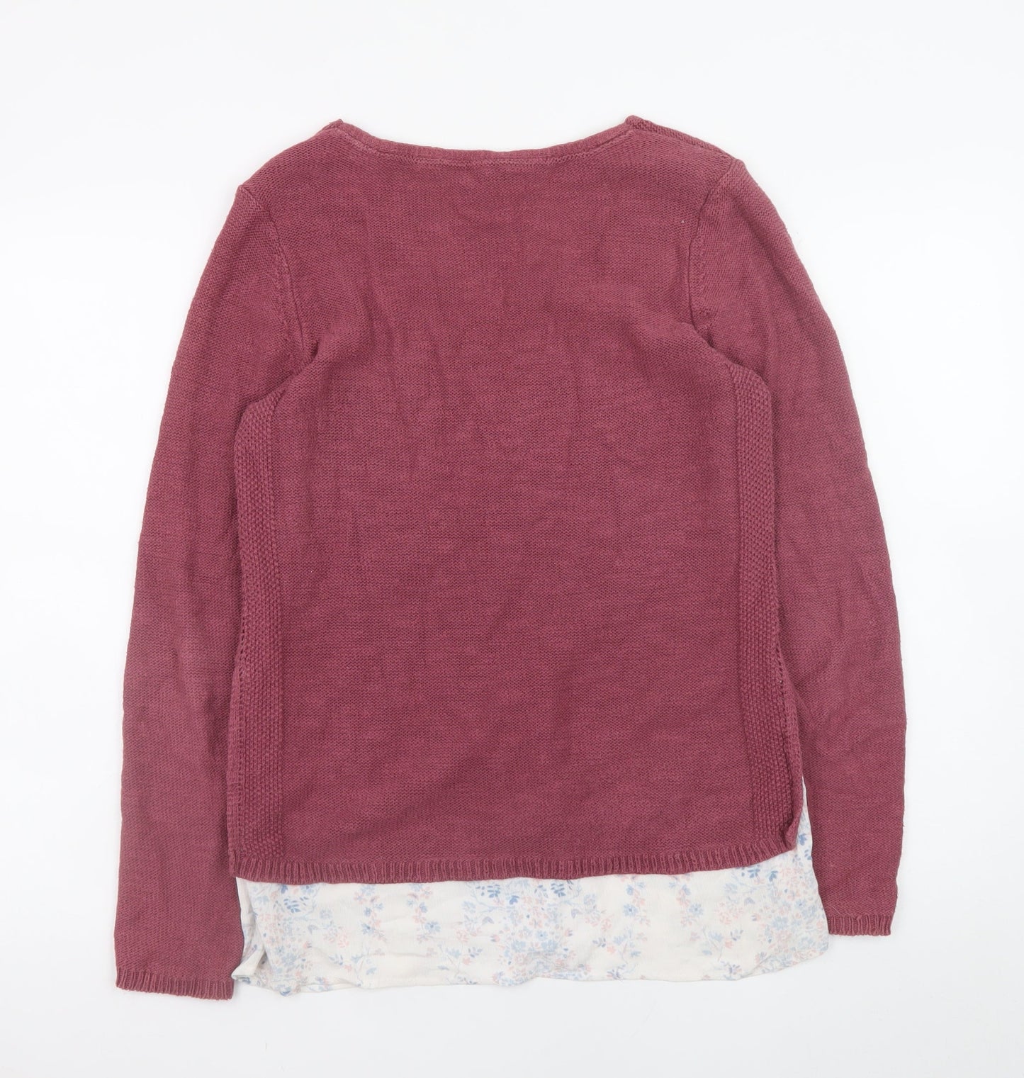 FatFace Women Pink V-Neck Knit Long Sleeve Pullover Jumper Size 8