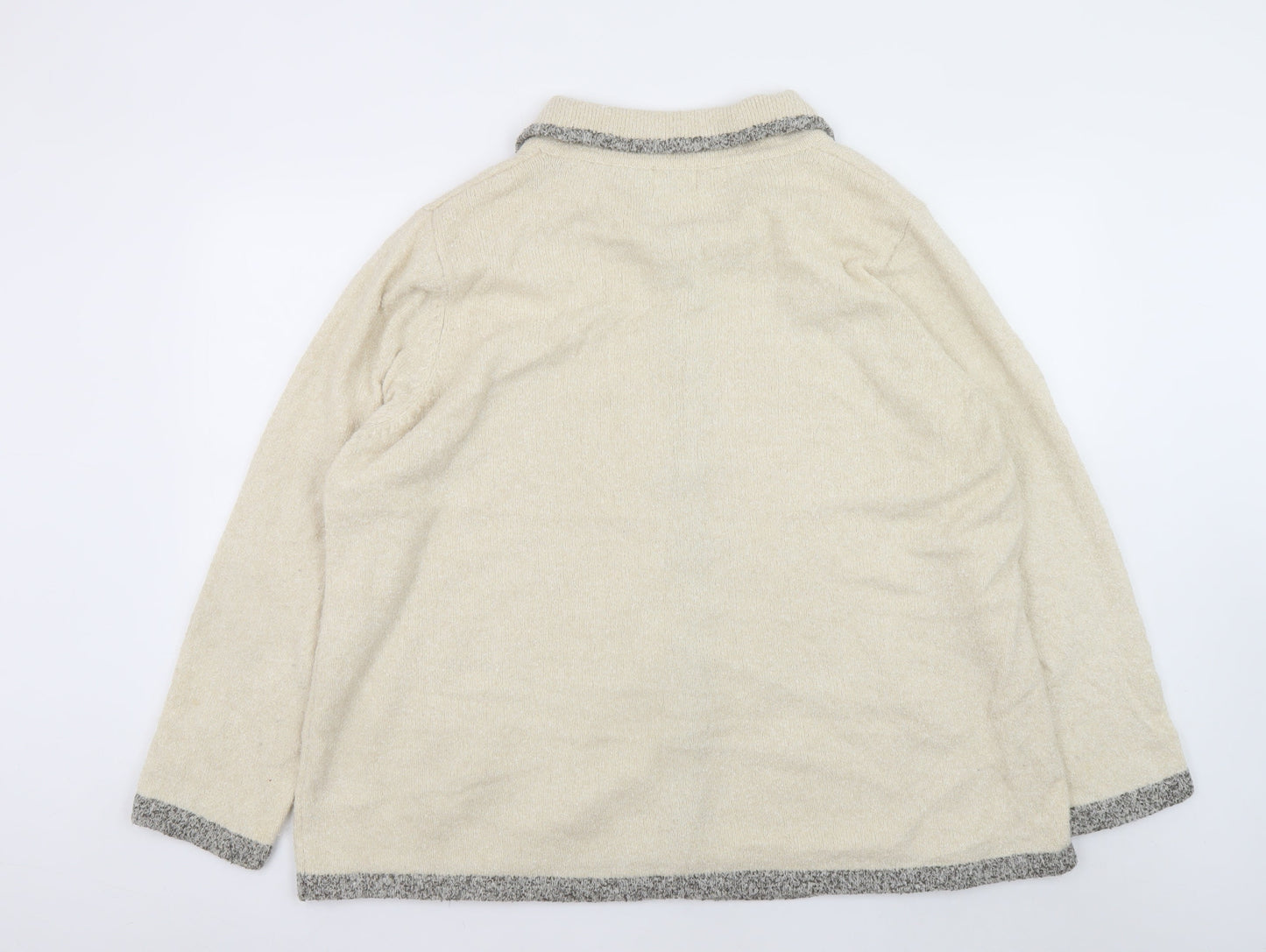 Roman Originals Womens Beige 2XL Collared Embellished Knit Cardigan