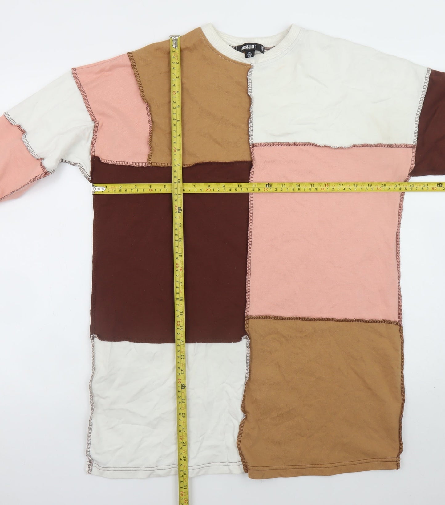 Missguided Women’s Multicoloured Patchwork Shift Dress Size 4