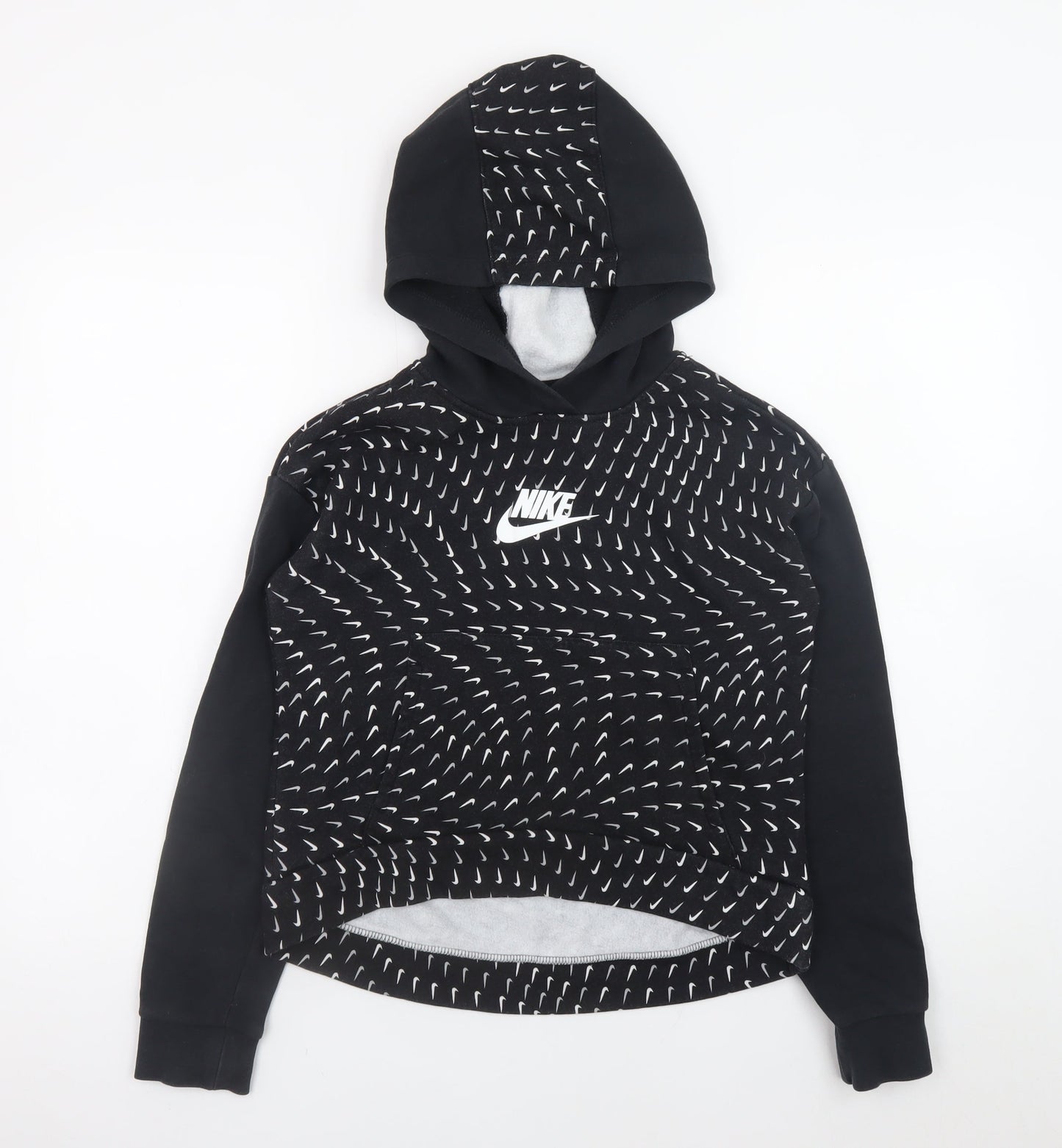 Nike Boys Black Pullover Hoodie L 146cm Graphic Print Sportswear