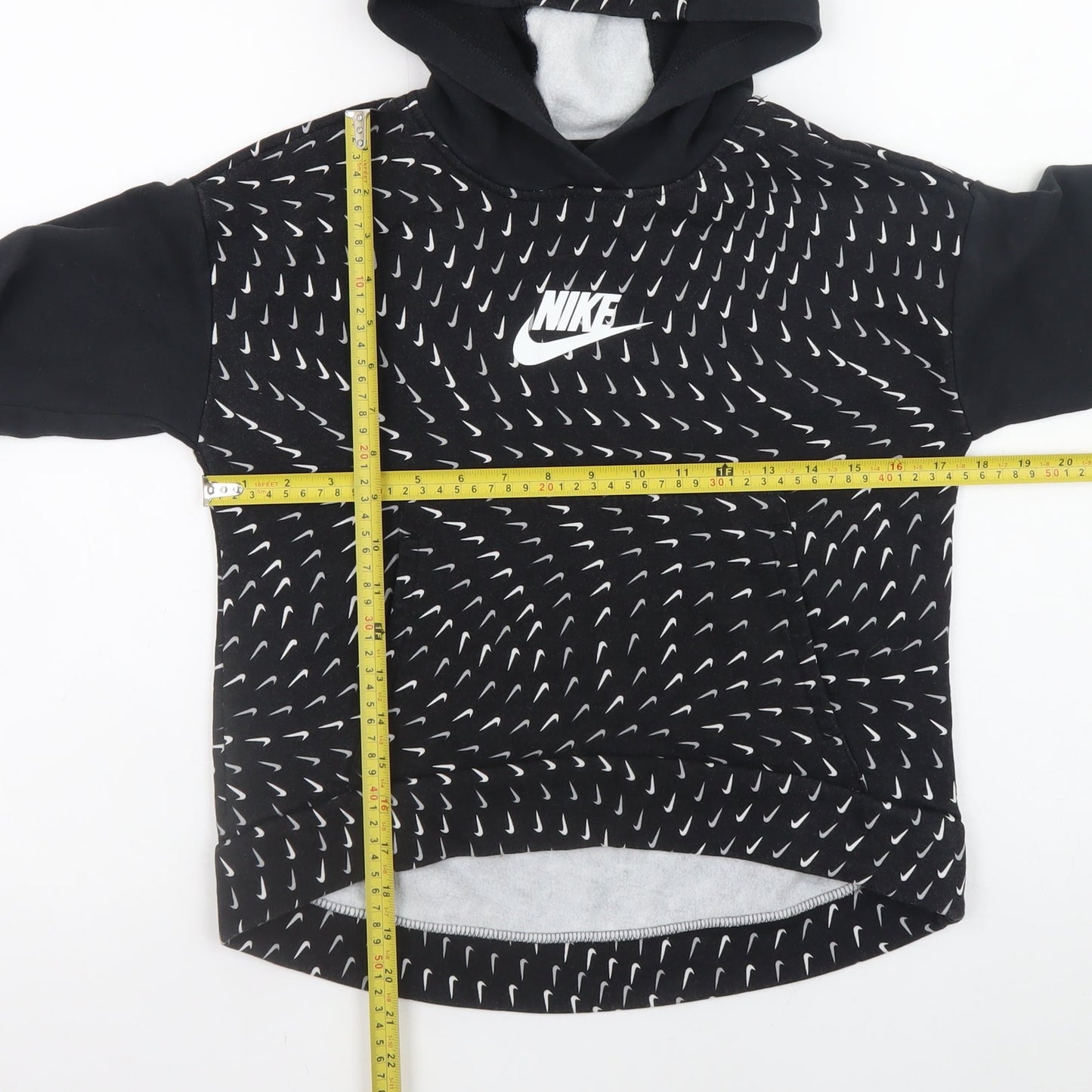 Nike Boys Black Pullover Hoodie L 146cm Graphic Print Sportswear