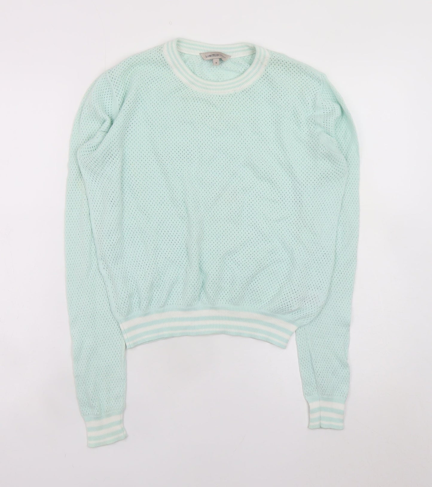 Marks and Spencer Women Green Size 8 Open-Knit Cotton Jumper